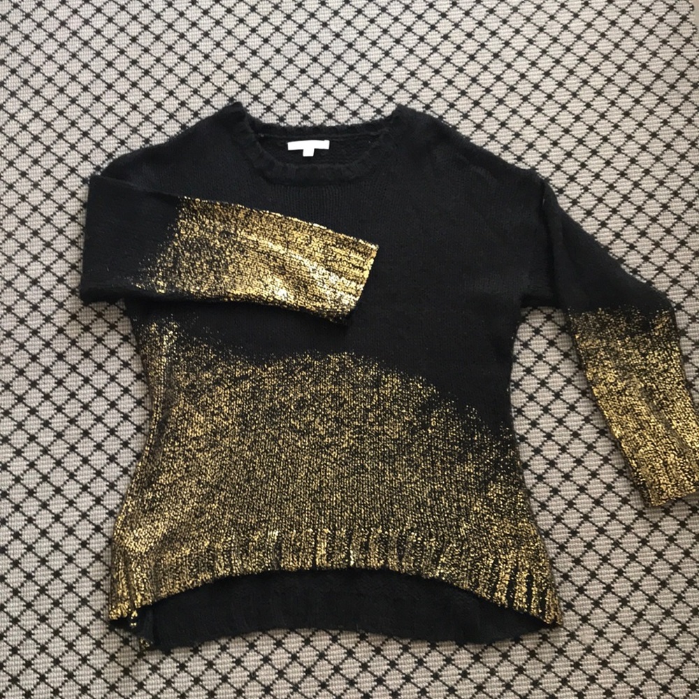 Black sweater “dipped” in gold